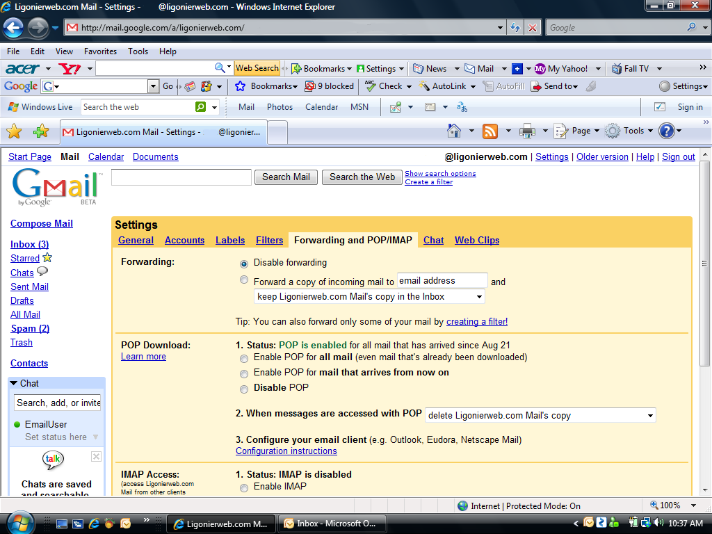 Gmail POP Settings